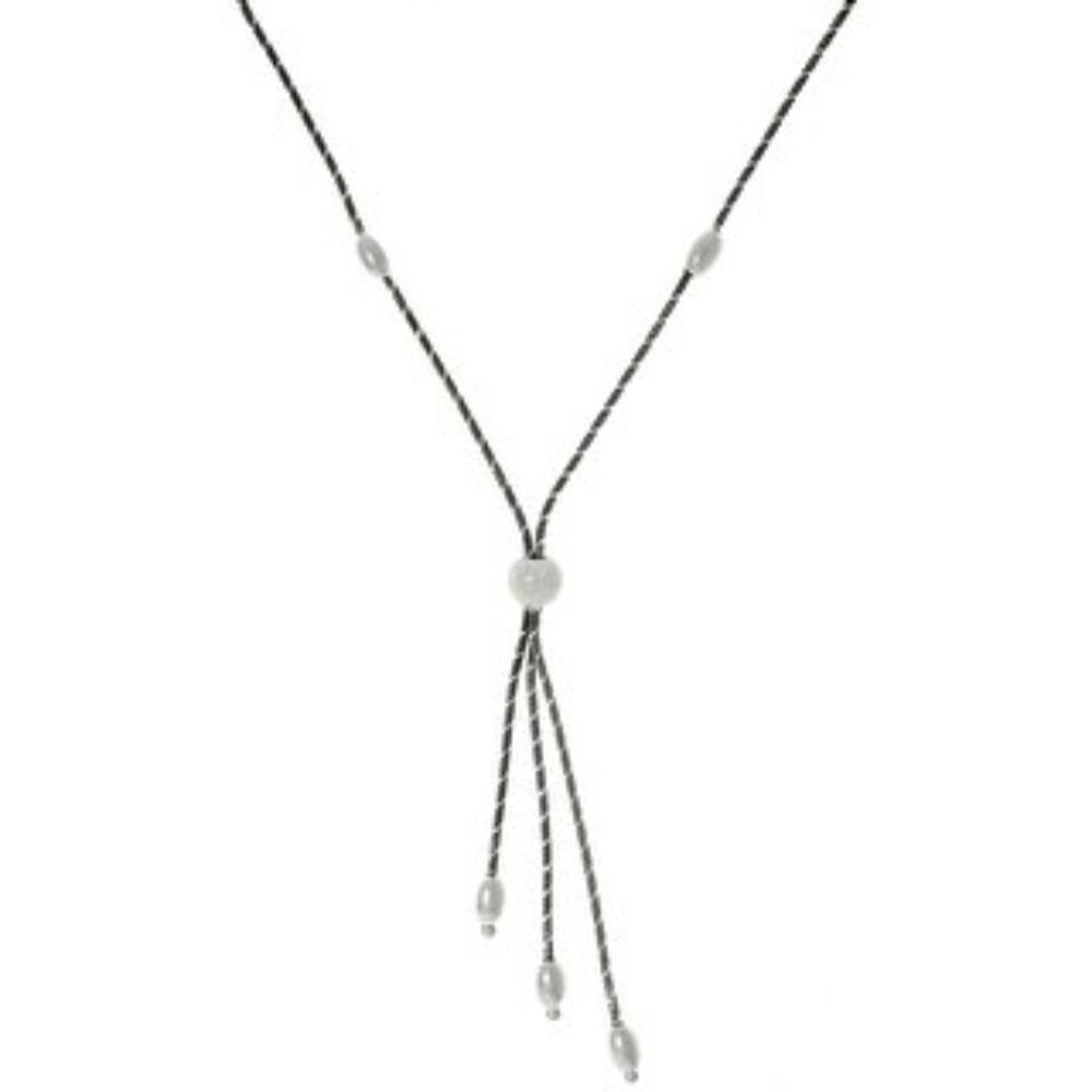 Sterling Silver and Ruthenium Sleek Snake Lariat Necklace